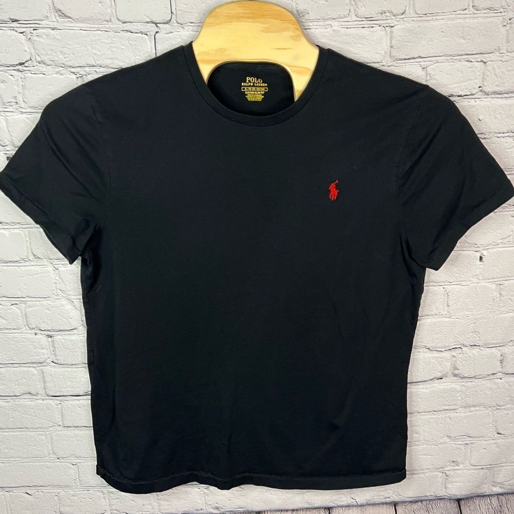 Polo Ralph Lauren Mens Crew NeckT-shirt Black Red Logo Short Sleeve Slim Fit XL